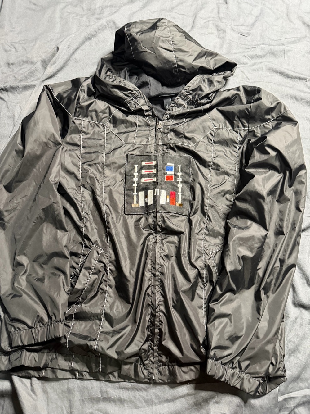 Star Wars Black Windbreaker Jacket with Multicolor Chest Patch